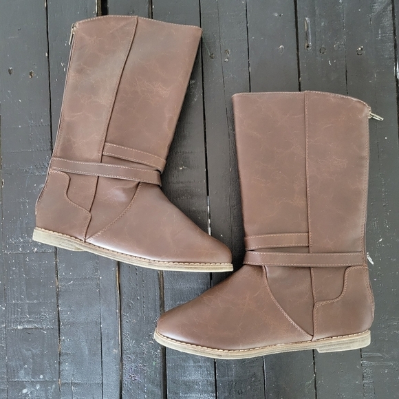 Old Navy Brown Boots Faux Leather EUC Women's 5 Mid-calf Fall Winter - Picture 5 of 7